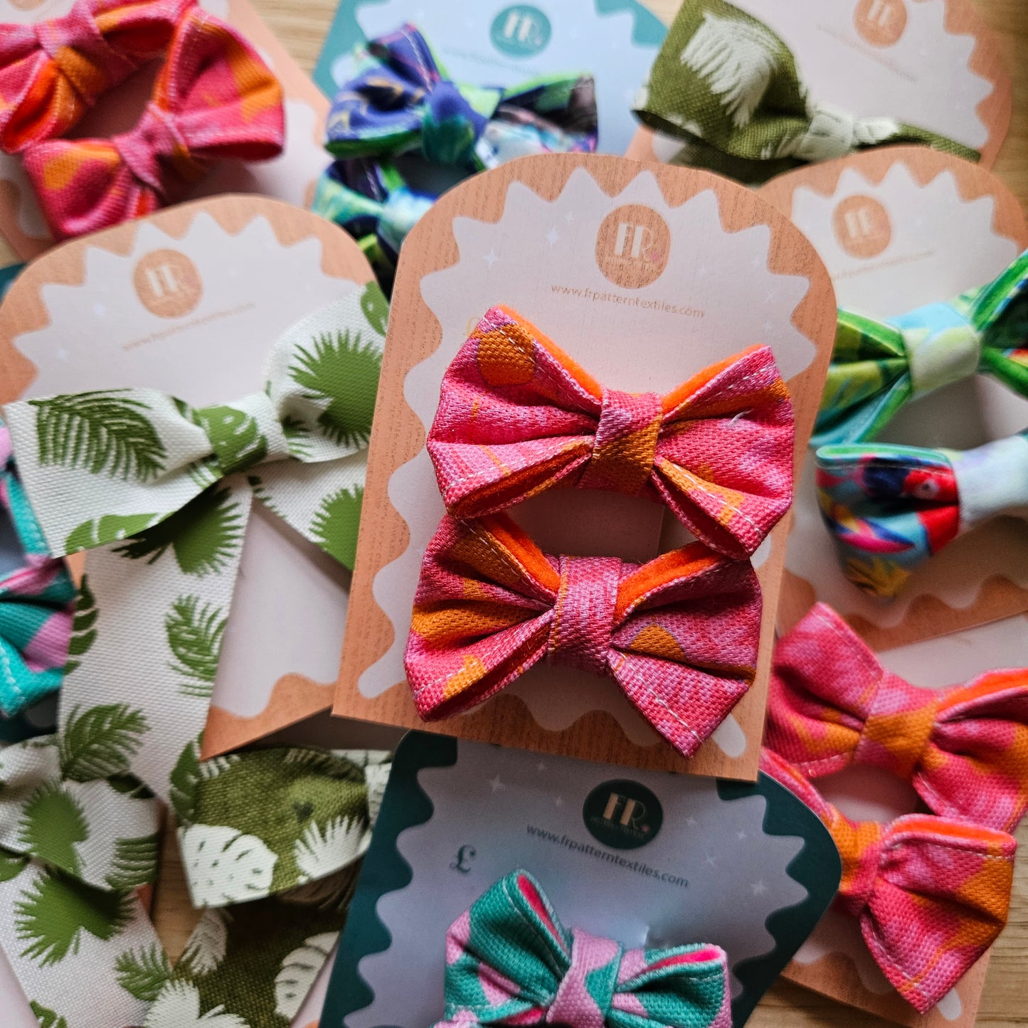 Bow clips -Poppy print