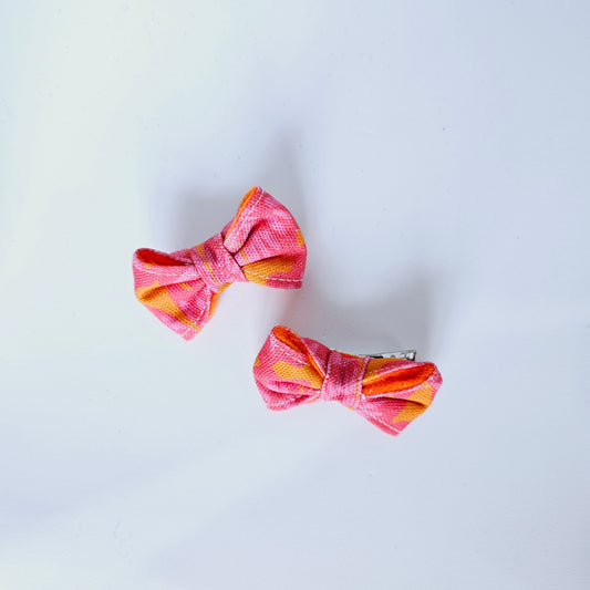 Bow clips -Poppy print