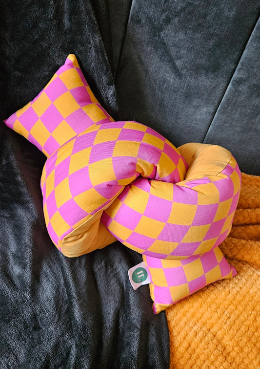 Rhubarb and custard Checked cuddle loop plush pillow