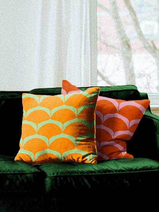 Scallop print cushion