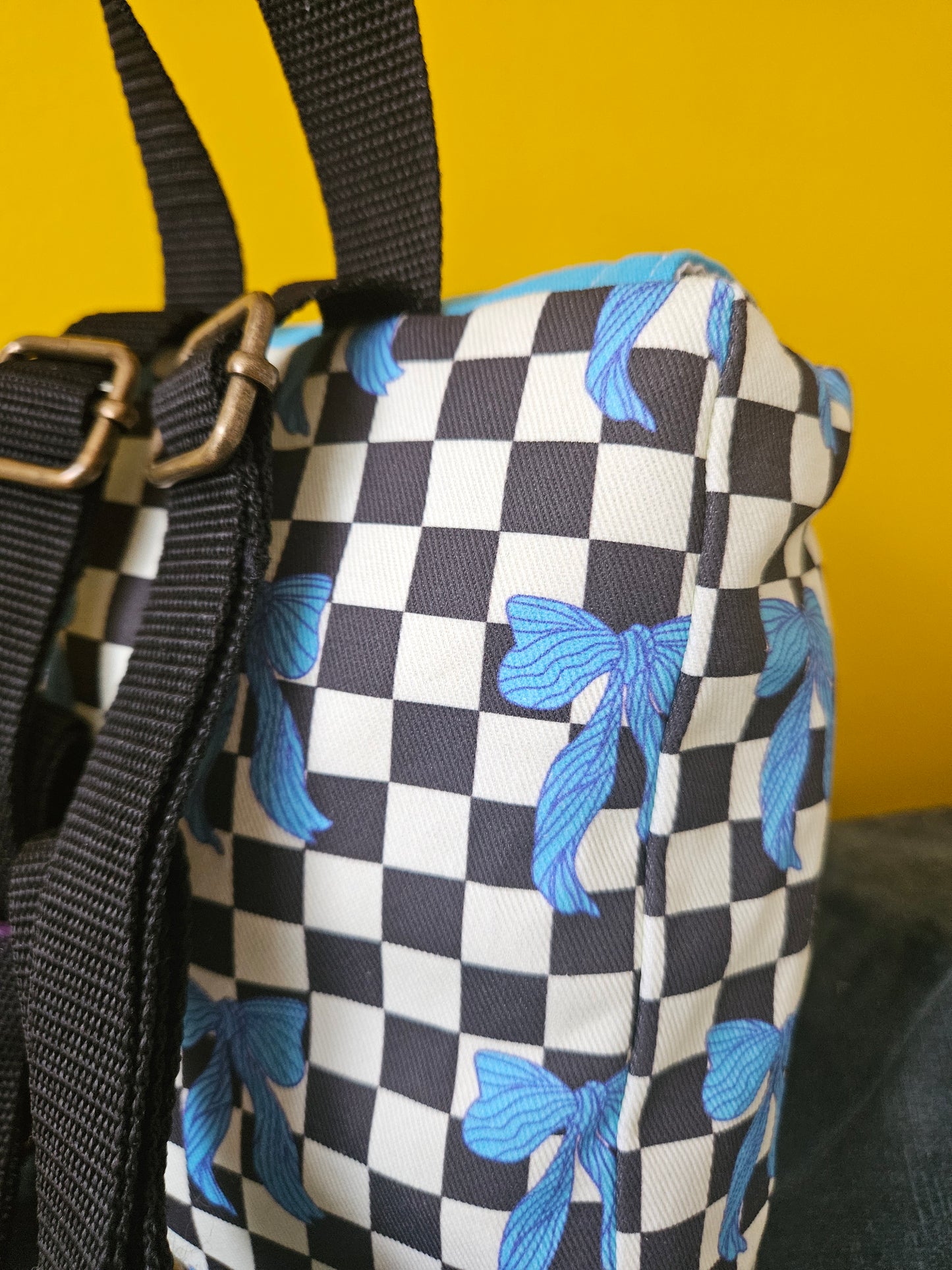 Bow peep mini backpack- blueberry & blackberry